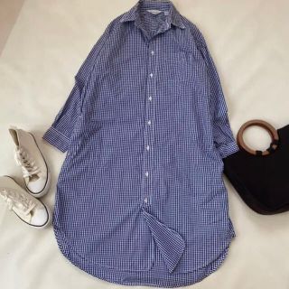 アメリカーナ(AMERICANA)の美品✨アメリカーナ ロングワンピース チェック 日本製 夏服 シャツワンピース(ロングワンピース/マキシワンピース)