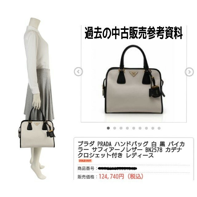 PRADA(プラダ)のプラダ サフィアーノ レザー バイカラー パンダカラー バッグ レディースのバッグ(ハンドバッグ)の商品写真