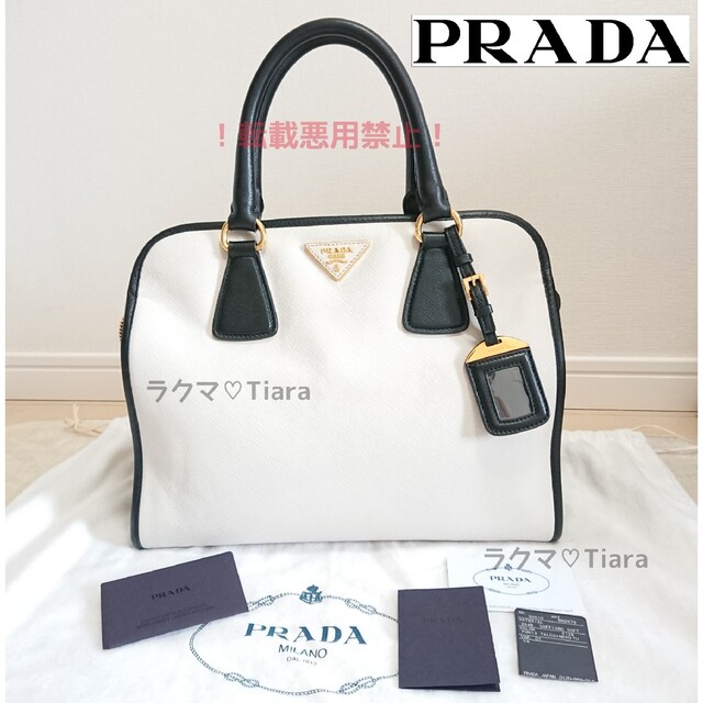 PRADA(プラダ)のプラダ サフィアーノ レザー バイカラー パンダカラー バッグ レディースのバッグ(ハンドバッグ)の商品写真