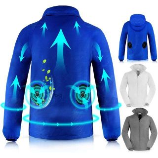【新品】空調服 薄手 長袖 速乾 作業着 ブルー　サイズL(その他)