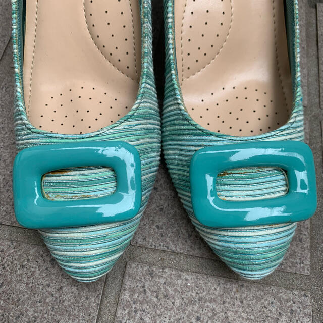レディース ヒール パンプス 靴 エメラルドグリーン M シューズ 新品 レディースの靴/シューズ(ハイヒール/パンプス)の商品写真