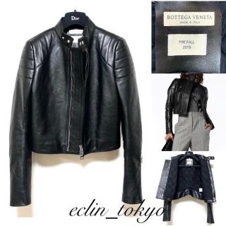 ボッテガヴェネタ(BOTTEGA VENETA)のボッテガヴェネタ 2019 ショート レザー ライダース ジャケット E2819(ライダースジャケット)