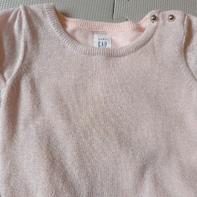 babyGAP(ベビーギャップ)のGAP　babyGAP ラメ　チュール付ワンピース　ニットワンピース　80cm キッズ/ベビー/マタニティのベビー服(~85cm)(ワンピース)の商品写真