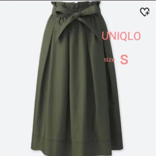 ユニクロ(UNIQLO)のお値下げ UNIQLO ハイウエストベルテッドフレアミディスカート  S(ひざ丈スカート)