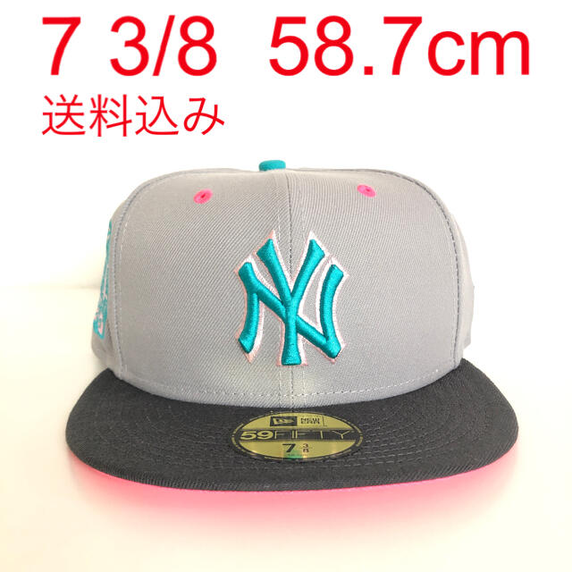 New Era Cap 3/8 ニューエラ ツバ裏ピンク ヤンキース キャップ 【中古