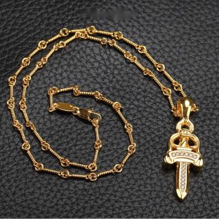 クロムハーツ(Chrome Hearts)の22k ツイストチェーン ダガーネックレス ダイヤCZ ダガー ツイストチェーン(ネックレス)