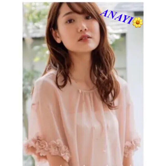 ANAYI♡最終SALE♡2018年【美品】フラワーモチーフスリーブブラウス36