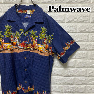【Palmwave】アロハシャツ クラシックカー ヤシ サーフボード 総柄(シャツ)