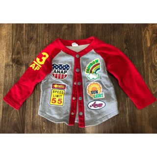 アナップキッズ(ANAP Kids)のANAP kids  ワッペン風プリントカーディガン　90cm(カーディガン)