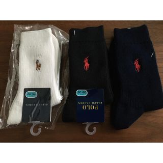 ポロラルフローレン(POLO RALPH LAUREN)の新品　ポロラルフローレン靴下20-22㎝3足　白紺黒　お受験　通学ハイソックス(靴下/タイツ)