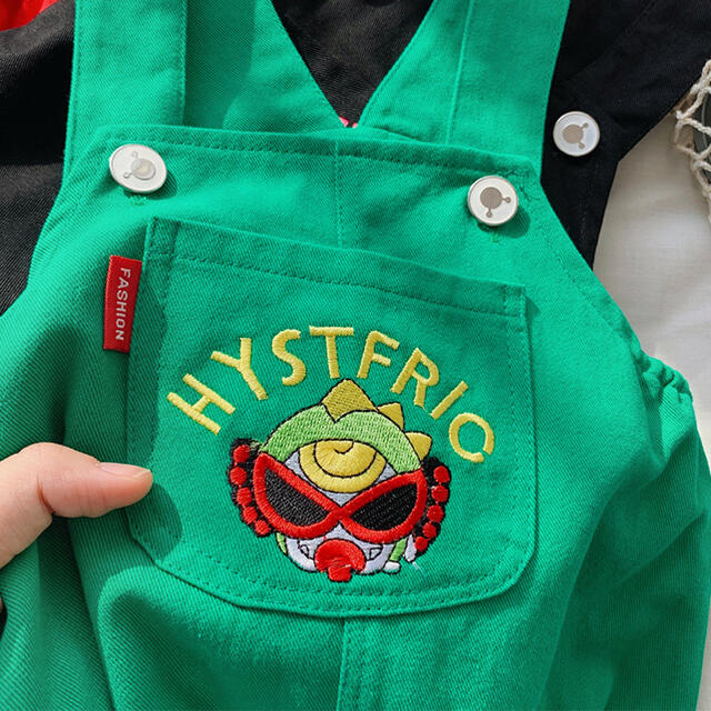 HYSTERIC MINI(ヒステリックミニ)の〚 新品 〛恐竜サロペットロンパース ピンク90cm キッズ/ベビー/マタニティのキッズ服女の子用(90cm~)(その他)の商品写真