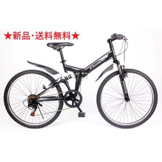 新品★送料無料　マウンテンバイク　シマノ６段ギア　２６インチ　マットブラック(自転車本体)