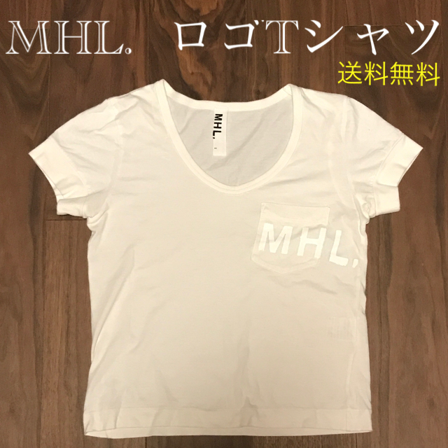 MARGARET HOWELL(マーガレットハウエル)のMHL.  ロゴ　白T ポケットTシャツ　Vネック レディースのトップス(Tシャツ(半袖/袖なし))の商品写真