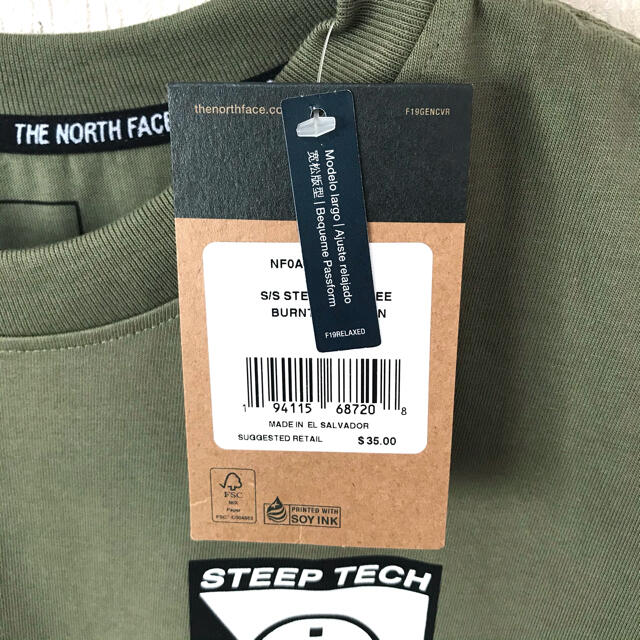 THE NORTH FACE(ザノースフェイス)の厚生地♪ 新品 ノースフェイス STEEP TECK Tシャツ オリーブ XXL メンズのトップス(Tシャツ/カットソー(半袖/袖なし))の商品写真