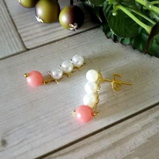 ＊パールとピンクアベンチュリンのピアス　＃901(ピアス)