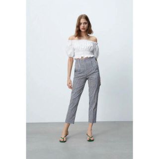 ザラ(ZARA)のZARA ハイライズギンガムチェックパンツ(カジュアルパンツ)