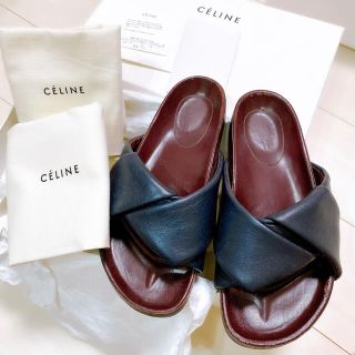 セフィーヌ(CEFINE)のCELINE サンダル ボクシー ネイビー 38 フィービー(サンダル)