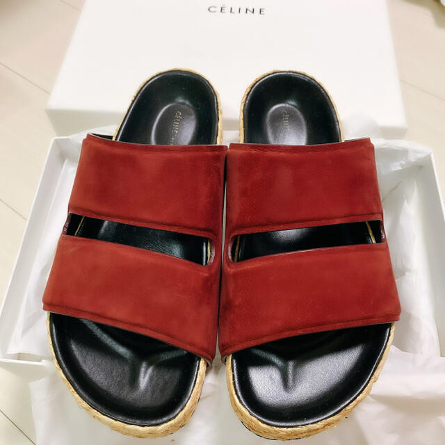 CELINE サンダル ボクシー 38 ボルドー フィービー