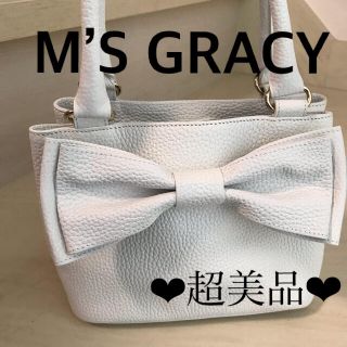 エムズグレイシー(M'S GRACY)の超美品！❤︎M’S GRACY❤︎牛革❤︎白❤︎日本製🎀リボン🎀バッグ(ハンドバッグ)