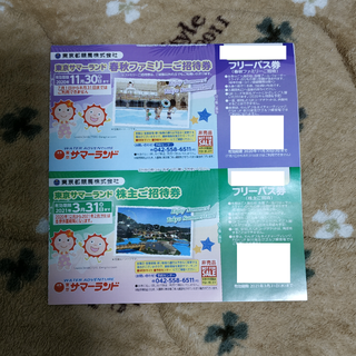 東京サマーランド 株主優待 6枚 7/16期限(遊園地/テーマパーク)
