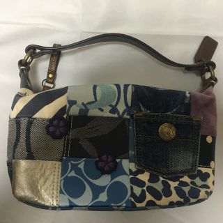 コーチ(COACH)のCOACH コーチ ポーチ ミニハンドバッグ デニムパッチワーク(ポーチ)