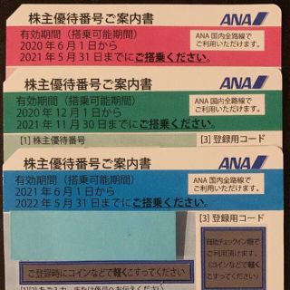 エーエヌエー(ゼンニッポンクウユ)(ANA(全日本空輸))の♪ANA　株主優待券♪3枚セット(その他)