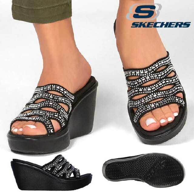 SKECHERS(スケッチャーズ)の新品25％OFF♪メチャかわ♪スケッチャーズ大人キラキラウェッジサンダル/24 レディースの靴/シューズ(サンダル)の商品写真