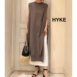 【美品】  HYKE / ハイク | サイドスリット ロングニットワンピース | 1 | ブラック | レディース