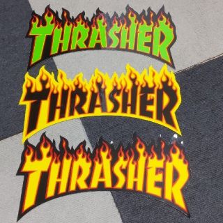 スラッシャー(THRASHER)の(縦13.8cm横26.2cm) THRASHER ファイアーロゴステッカー(その他)