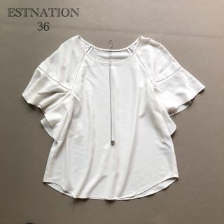 エストネーション(ESTNATION)の424エストネーション とろみ♡フリル袖ブラウス 五分袖プルオーバー 36(シャツ/ブラウス(半袖/袖なし))