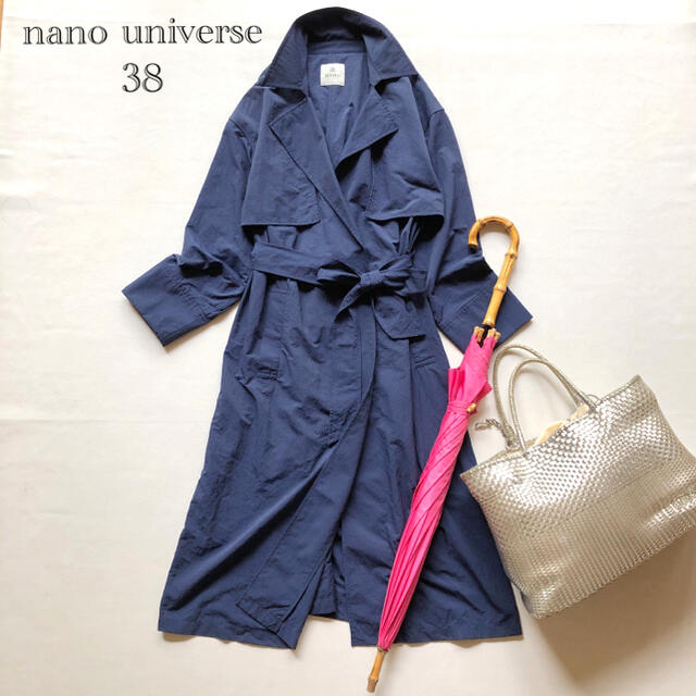 nano・universe(ナノユニバース)の397ナノユニバース ブルー ナイロントレンチコート レインコート38M紺 レディースのジャケット/アウター(トレンチコート)の商品写真