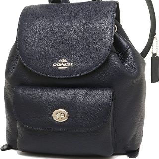 コーチ(COACH)のコーチ  COACH  ぺブルレザー ミニビリー　ミニリュック 濃紺(リュック/バックパック)