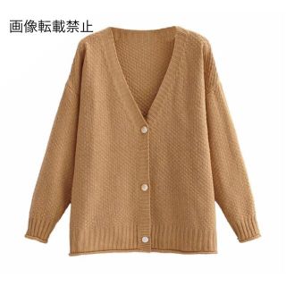 ザラ(ZARA)の💠6月新作🦋4668◆camel キャメル Vネック ニットカーディガン(カーディガン)