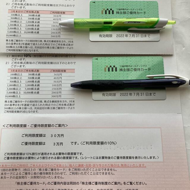 最新　三越伊勢丹株主優待カード×2枚