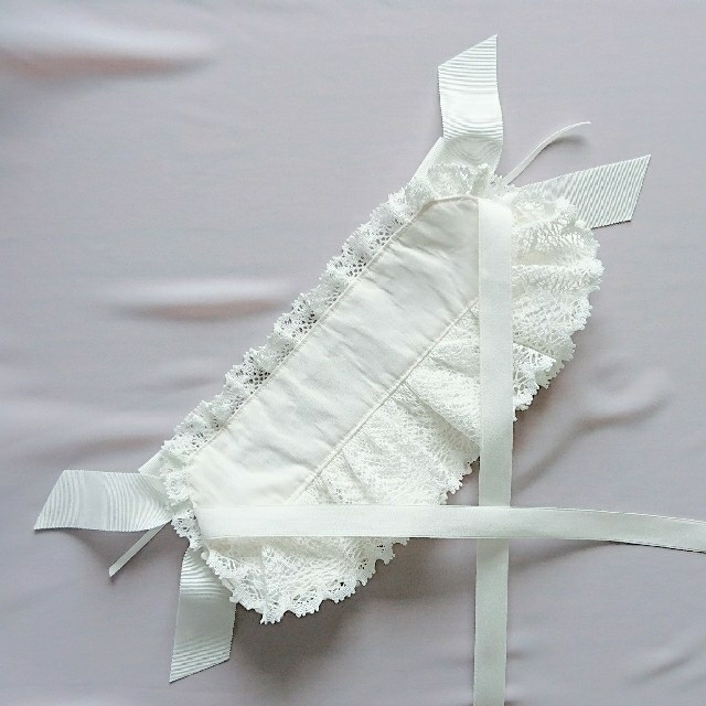 【購入不可】編み上げハーフボンネット風ヘッドドレス オフ白 ハンドメイドのアクセサリー(ヘアアクセサリー)の商品写真