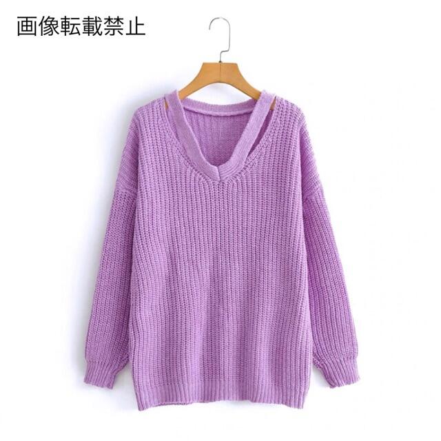 ZARA(ザラ)の💠6月新作🦋4681◆purple パープル カットデザイン ニット セーター レディースのトップス(ニット/セーター)の商品写真