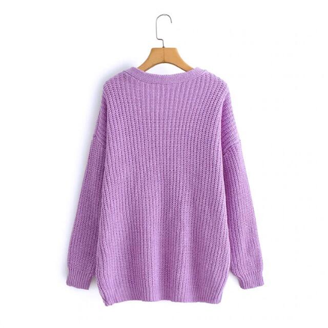 ZARA(ザラ)の💠6月新作🦋4681◆purple パープル カットデザイン ニット セーター レディースのトップス(ニット/セーター)の商品写真