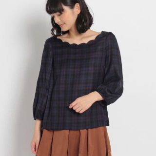 アナトリエ(anatelier)のアナトリエ 新作 スカラップチェックブラウス 新品(シャツ/ブラウス(長袖/七分))