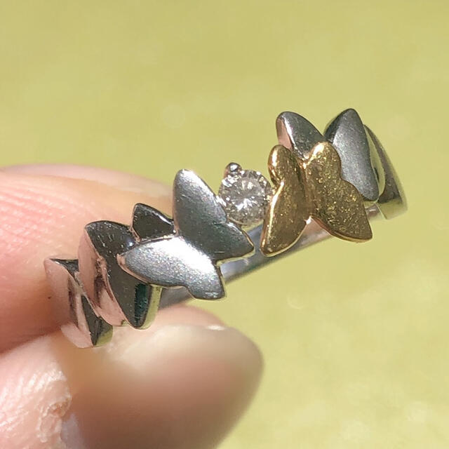 ちょうちょリング ダイヤモンドリング 指輪k18yg pt900 蝶々 蝶リング