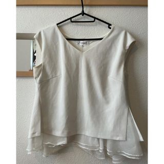 マイストラーダ(Mystrada)のMystradaのホワイトオーガンジー付きノースリーブTOPS(カットソー(半袖/袖なし))