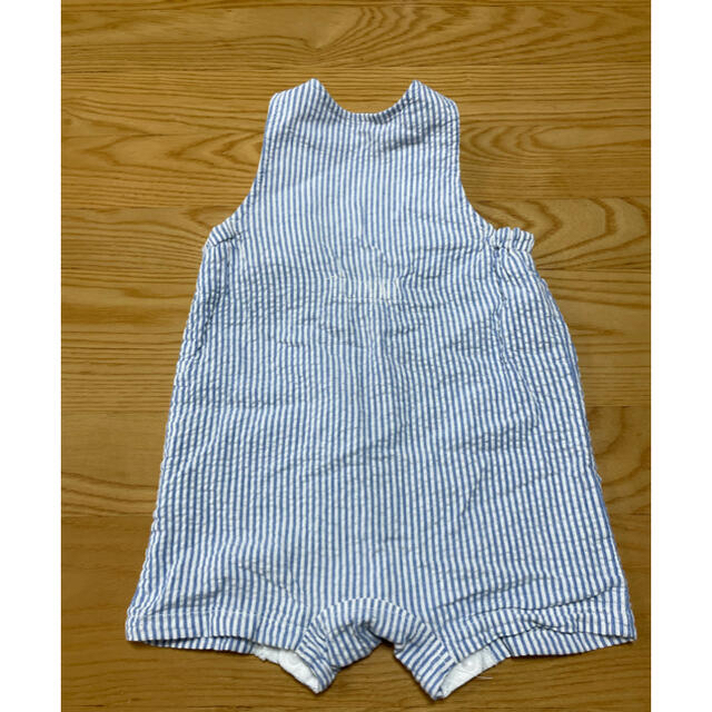 西松屋(ニシマツヤ)のベビー　オーバーオール　size80 夏生地　ストライプ キッズ/ベビー/マタニティのベビー服(~85cm)(パンツ)の商品写真