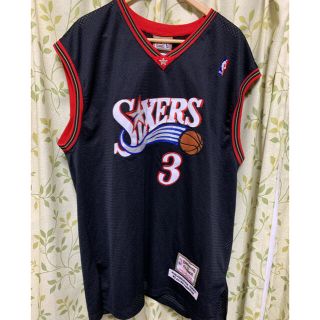 ミッチェルアンドネス(MITCHELL & NESS)のmitchell&ness sixers iverson 刺繍 メッシュ(タンクトップ)