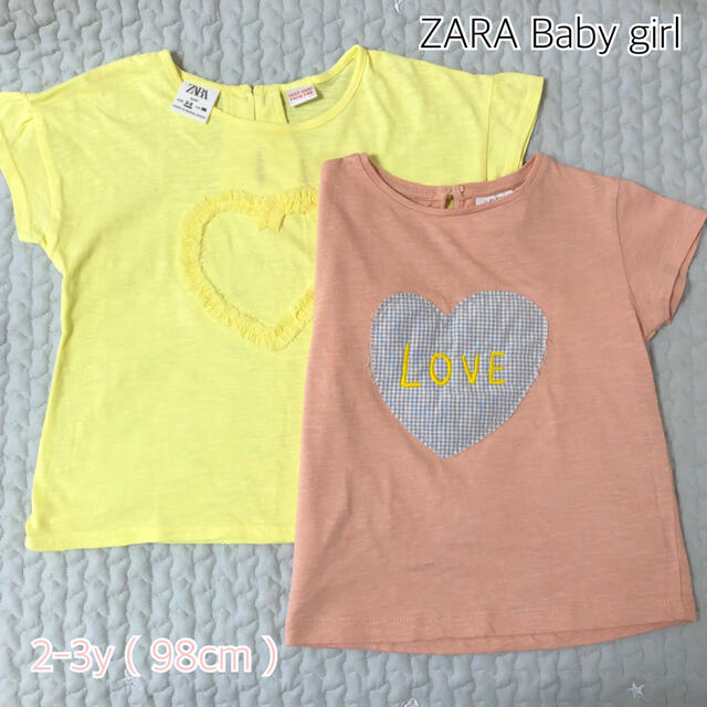 ZARA KIDS(ザラキッズ)のZARA ハート柄Tシャツ　2枚セット　女の子 キッズ/ベビー/マタニティのキッズ服女の子用(90cm~)(Tシャツ/カットソー)の商品写真