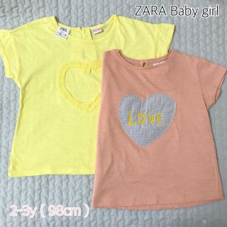 ザラキッズ(ZARA KIDS)のZARA ハート柄Tシャツ　2枚セット　女の子(Tシャツ/カットソー)