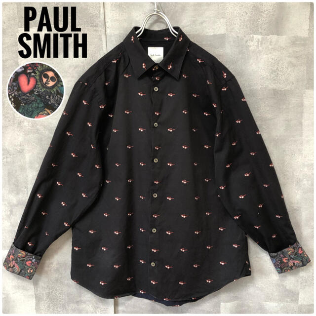 極美品⭐️Paul Smith メガネ サイケデリックサン 総柄 ブラック 長袖トップス