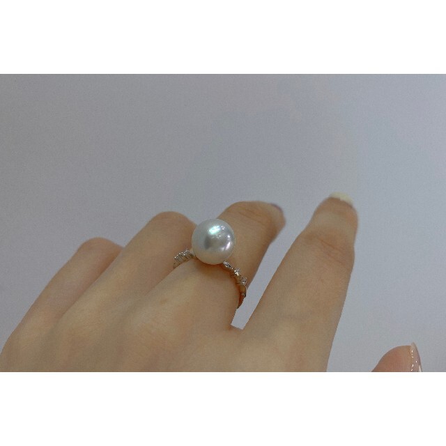 【高級】天然淡水真珠　一粒リングk18 3