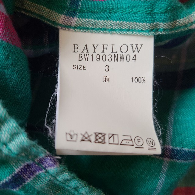 BAYFLOW(ベイフロー)のBAYFLOW チェックリネンシャツ グリーン レディースのトップス(シャツ/ブラウス(長袖/七分))の商品写真