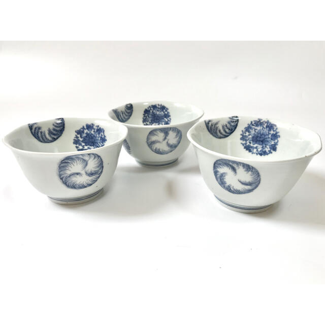 骨董 古伊万里 藍九谷 藍柿右衛門 染付 小碗 小鉢 蕎麦猪口 煎茶碗 3点