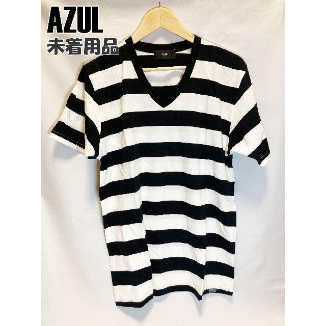 AZUL by moussy(アズールバイマウジー)のAZUL　アズール　Tシャツ　白黒　横縞 メンズのトップス(Tシャツ/カットソー(半袖/袖なし))の商品写真