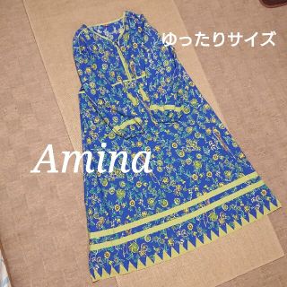 チャイハネ(チャイハネ)のアミナAmina  アジアンエスニック柄  コットンワンピース  ゆったりサイズ(ロングワンピース/マキシワンピース)